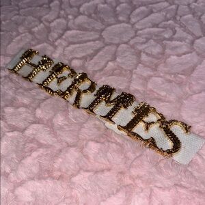 Hermès Gold and White Hair Clip